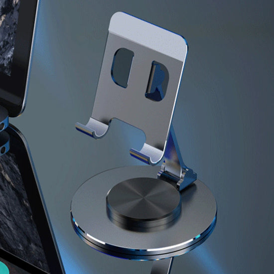 (Grey)360° Rotating Metal Phone & Tablet Stand – Hands-Free Desk Holder"
